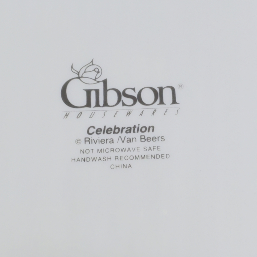 Gibson Designs Vtg Celebration Dinner Plate Gold Snowflakes Deer 2001 Pre-Owned - Picture 10 of 10